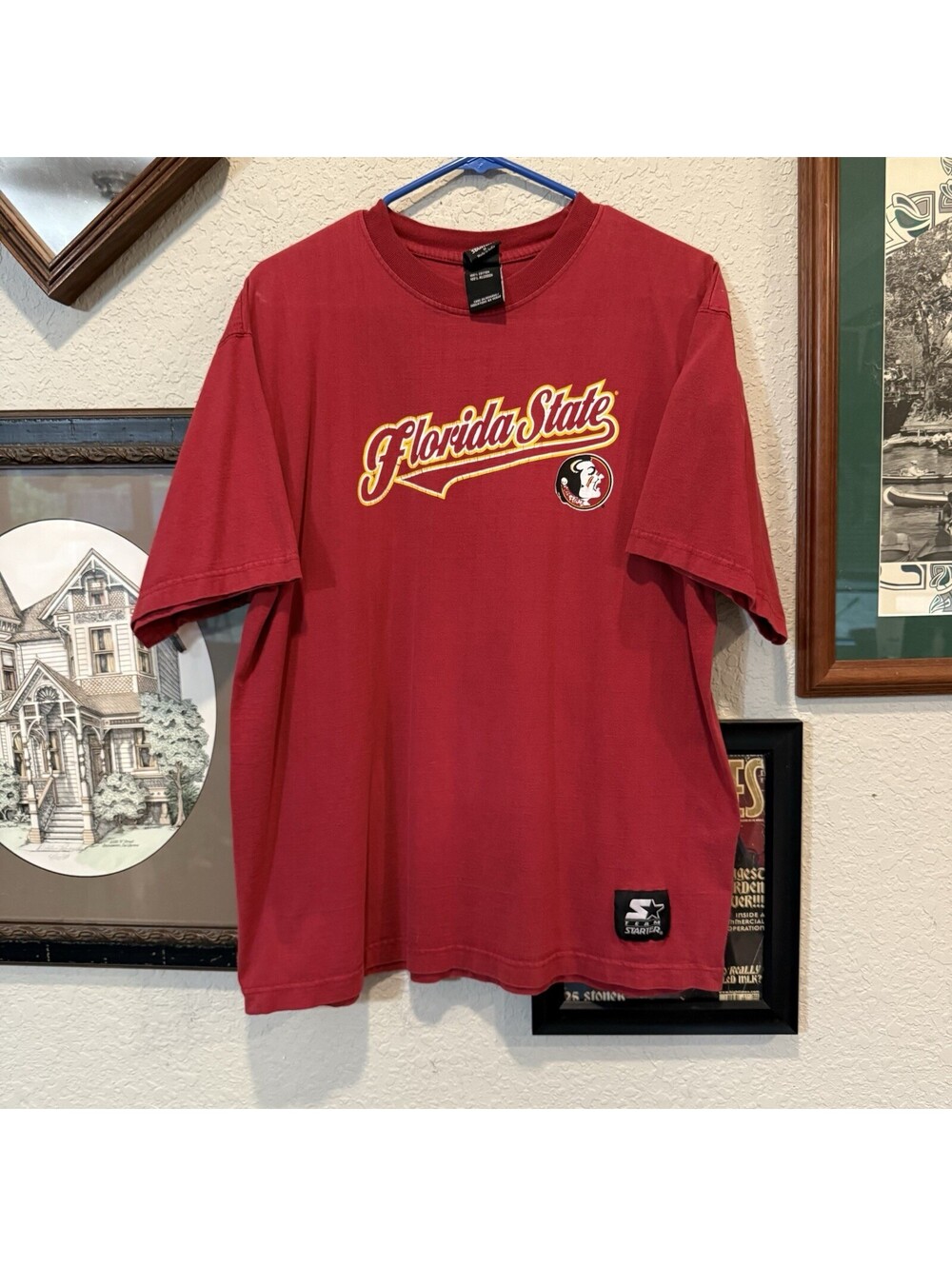 Vintage 90s/00s RARE Florida State University Red Seminoles Starter Shirt Medium